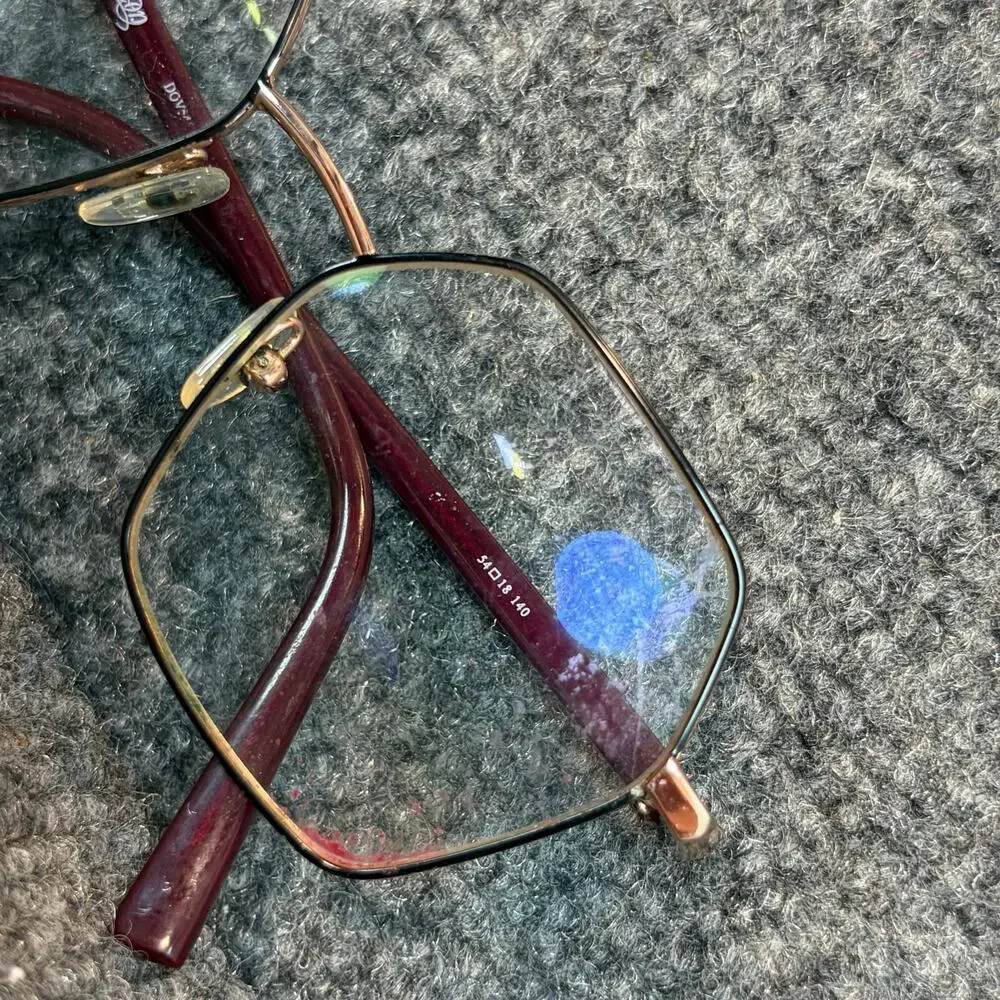 Dereon Vintage Metal Eyeglass Frames Womens Optical Gold Black Burgundy 54 18